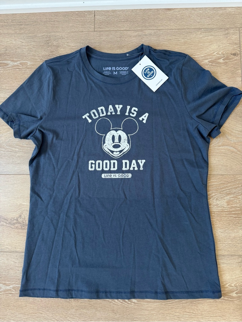 NWT Life Is Good Navy Mickey 'Today Is A Good Day' Graphic Tee
